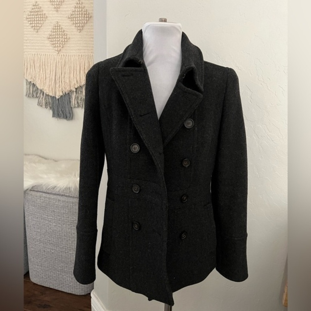 J.Crew wool pea coat dark gray Y2K